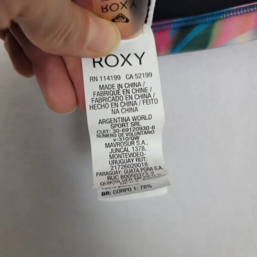 Roxy Large Swim Bra Racerback Colorful Botanical print Swimsuit Beach Bikini top